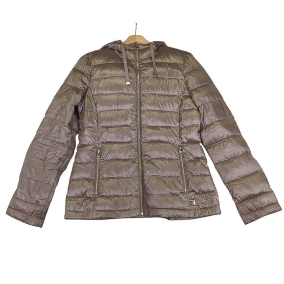 Andrew Marc Packable Lightweight Premium‎ Down Puffer Jacket Gold Metallic Small - Picture 1 of 9